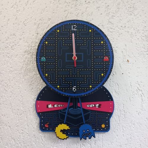 Relógio Parede Com  Pêndulo - Pack Man A Pilhas
