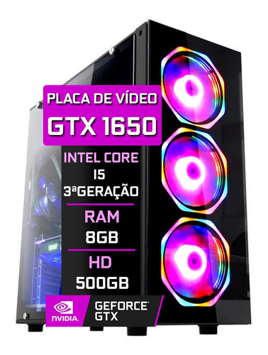 Computador Gamer I5 3ª 8gb Hd 500gb Gtx 1650 4gb