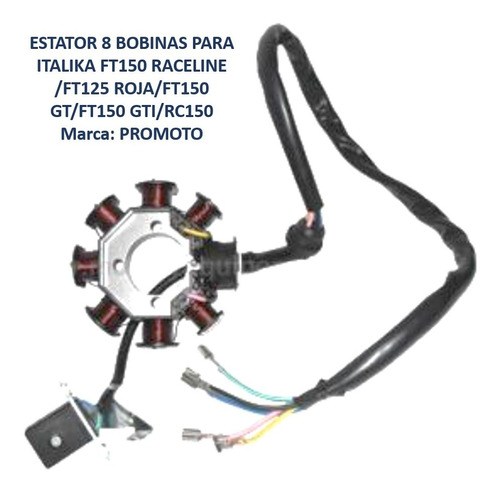 Estator 8 Bobinas Para Italika Ft150 Raceline /ft125 Roja