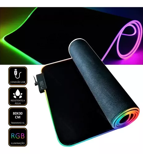 Mouse Pad Gamer Jogo Borda Led Rgb Grande 80x30cm Dragão - Shop Borges