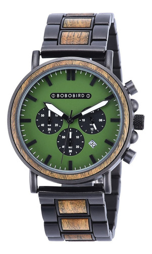 Reloj Hombre Bobo Bird Gt063 Cuarzo 44mm Pulso Negro