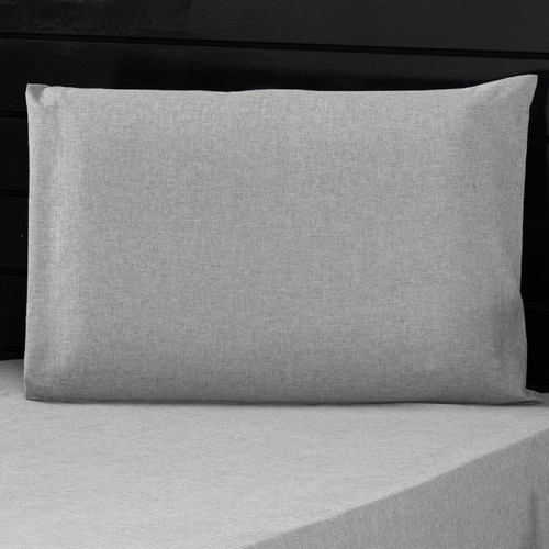 Jogo Roupa Cama Lençol Solteiro 400 Fios 2 Peças Barra Hotel Cor Linho Cinza Desenho do tecido Liso
