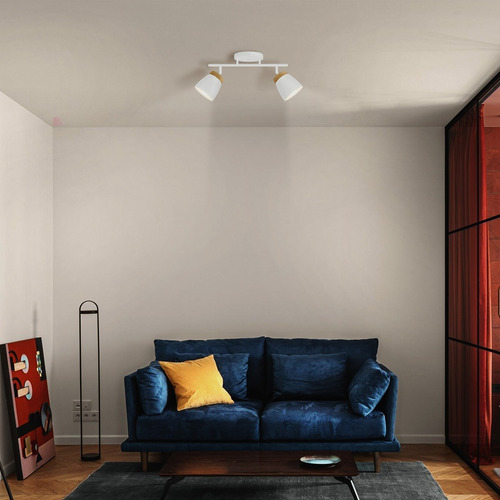Barral 2 Luces Direccional Iluminacion Living Led Buena Luz Estructura Blanco