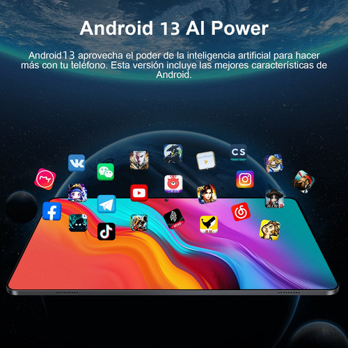 Tablet DEIAAO S10+ PRO-A 11.6" 12GB RAM +512GB ROM Android 13 Wi-Fi Bluetooth 5.0 tablet con sim card 5G con funda y ratón tablets