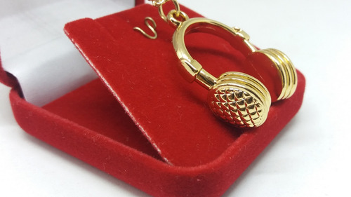Colar Com Pingente Fone De Ouvido Dj Banho Ouro 18k