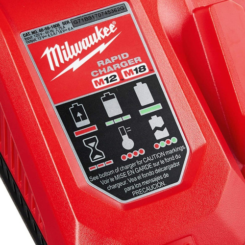 Carregador rápido multitensão Milwaukee M12 e M18 48591808