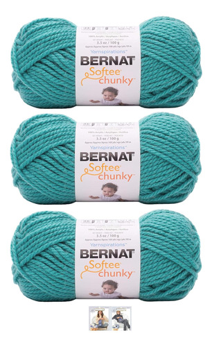 Bernat Softee Chunky Yarn Bundle Super Bulky Número 6, 3 Ovi