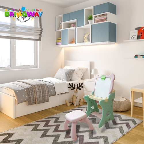 Mesa Didática E Lousa Infantil 2 Em 1 Canetas Importway Rosa