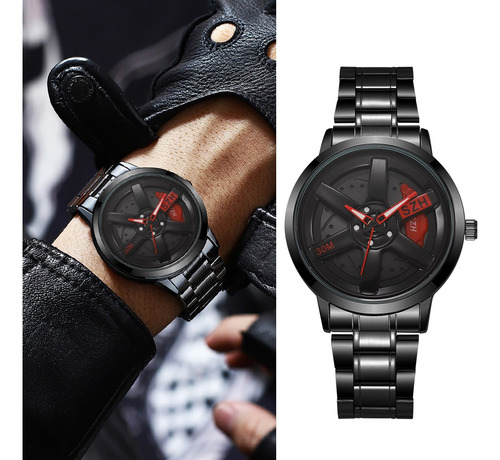 Reloj De Rueda De Coche Diseño Creativo Giratorio En 3d Rojo