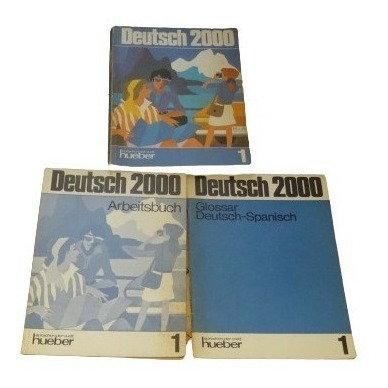 Lote 3 Libros Deutsch 2000 1 + Arbeitsbuch Y Glossar Sp&-.