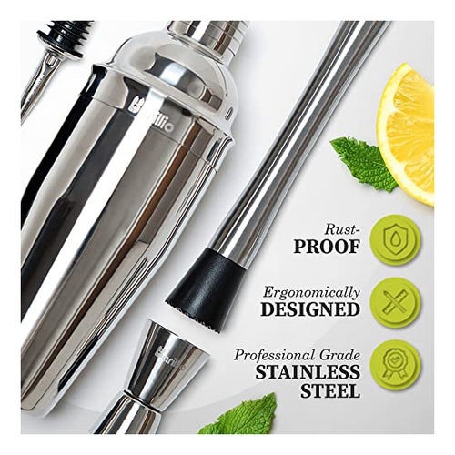 Set De Coctelera Barillio Elite, Kit De Bartender, 24 Onzas,