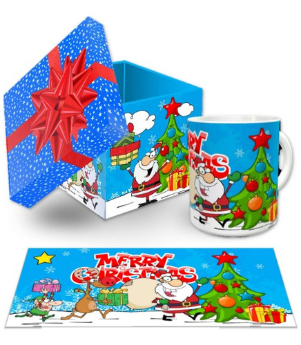 Taza Y Estuche Madera, Santa Claus Navidad, Con Envio