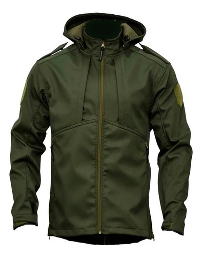 Campera Softshell Táctica Alcatraz Verde Con Capucha