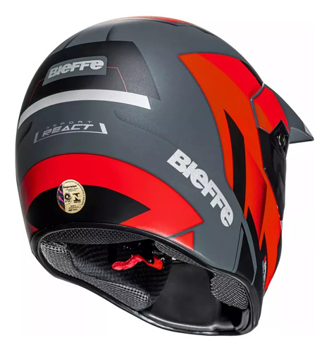 Capacete Bieffe Moto 3sport React Vermelho Tamanho 56 Mais Viseira Fumê