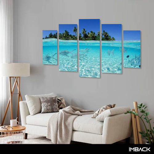Imagen 1 de 7 de Cuadro Moderno Decorativo Madera Foto Peces Mar Oceano Hd