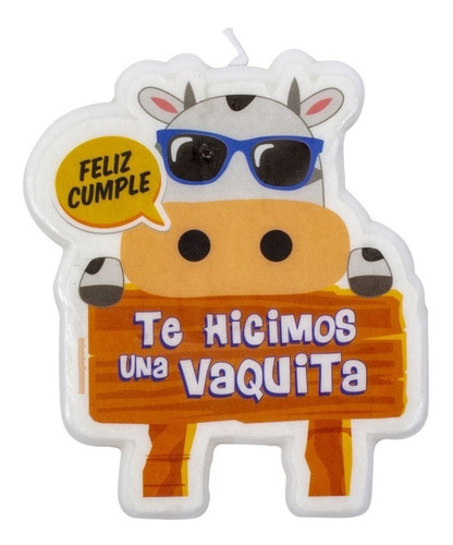 Vela Para Decoración De Torta Diseño Vaquita / Mensaje