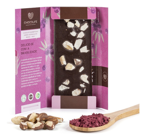Barra De Chocolate 67% Cacau Castanha Do Brasil Sem Açúcar