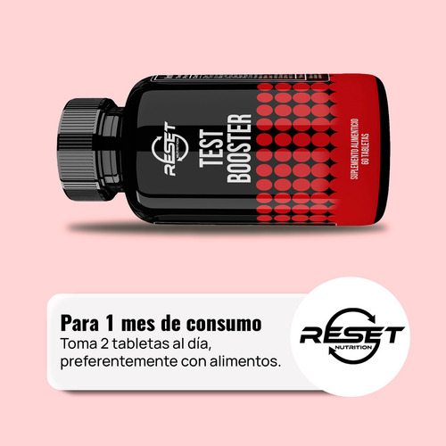 Reset Nutrition Test Booster 60 Tabletas tongkat ali refuerzo testosterona suplemento alimenticio potencializador para hombres ayuda a incrementar la testosterona energía y rendimiento