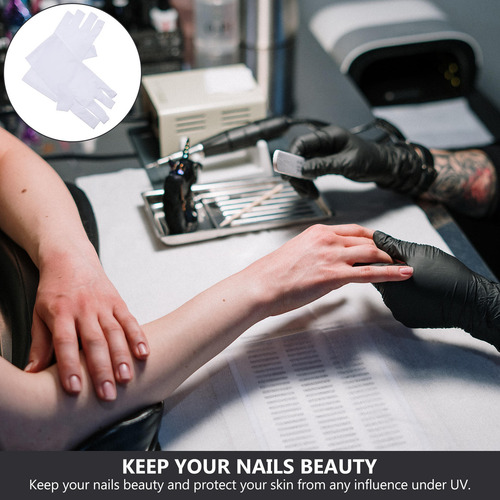 2 Pares De Prácticos Guantes Con Protección Uv Para Manicura