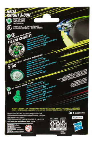 Trompo Beyblade Helm Knight 3-80n Verde