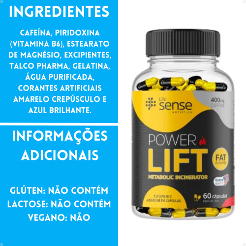 2x Thermo Power Lift 400mg - Termogênico 60 Cáps Sabor Sem Sabor