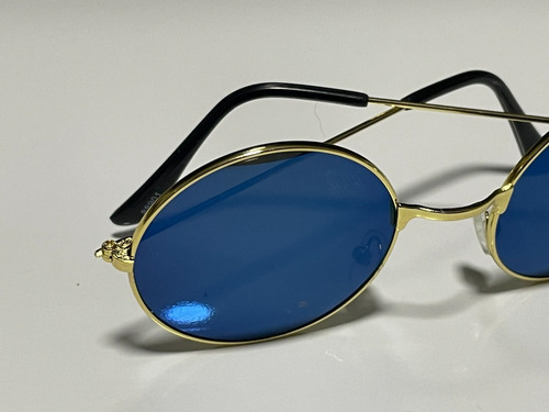 Gafas de sol redondas Motorhomestore con lente azul espejo y armazón dorado