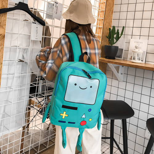 Bmo Hora De Aventuras Lindo Dibujos Animados Mochila Color Azul