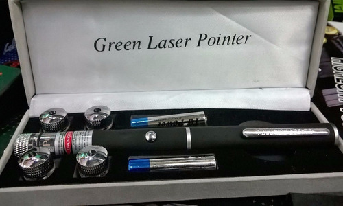 Laser Pointer Green 800mw + Estojo + Ponteiras De Efeitos