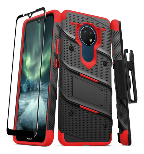 Funda Zizo Nokia C5 Endi/ Protector/negro/rojo