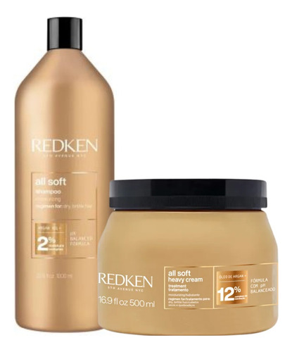 Kit Redken All Soft Shampoo 1l + Mascara 500gr