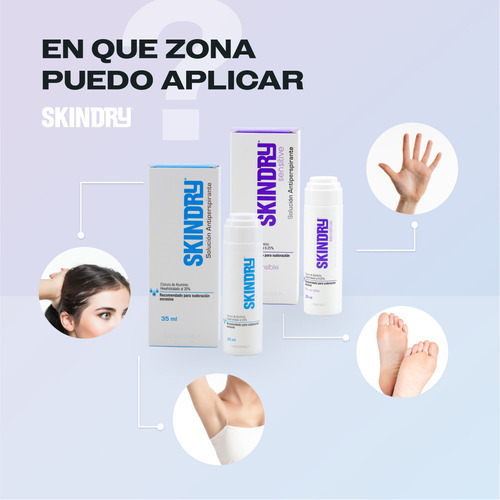 Imagen 3 de 9 de Skindry Sensitive Antitranspirante Sudoración Excesiva 20ml
