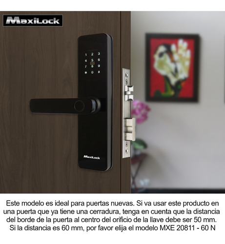 Imagen 2 de 8 de Cerradura Inteligente Maxilock Mxe 20811 - Backset 50