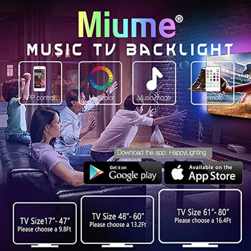 Miume Music Tv Retroiluminación Led Con Luces De Tira Led De