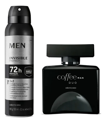 Coffee Man Duo Colônia 100ml + Aerosol Men Invisible 90g