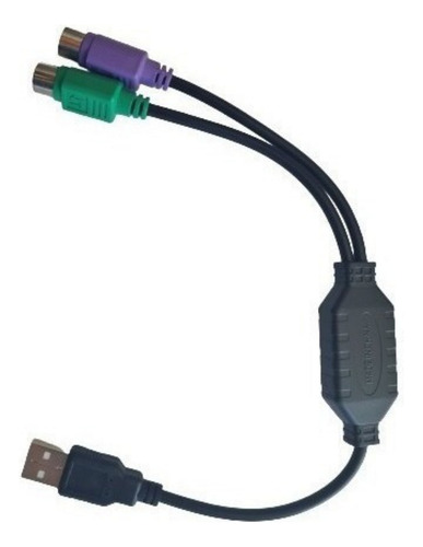 Cabo de conector de teclado PS/2 para mouse PS/2 para USB 2.0, cor preta