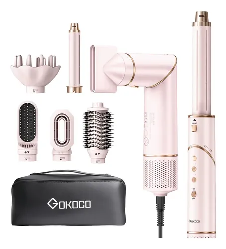 Secador De Cabelo Gokoco Com 7 Em 1  Escova Hot Air Styler Cor Rosa 127v