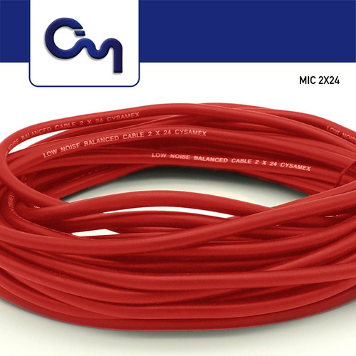 Cable Para Micrófono 2x24 Rojo Audio, Video Rollo De 20 Mts