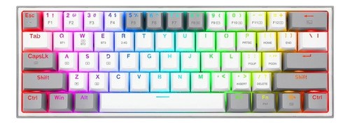 Teclado gamer bluetooth Redragon Fizz Pro K616-RGB QWERTY inglés US color blanco y gris con luz RGB