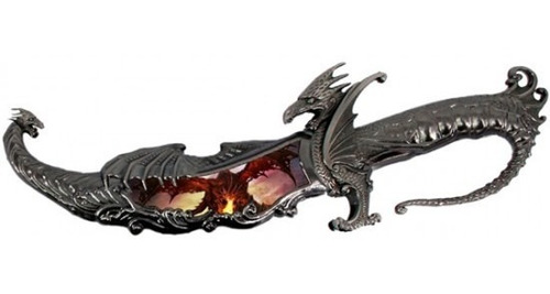 Adaga Aço Dragão Red Faca Espada Bainha Colecionador 38cm