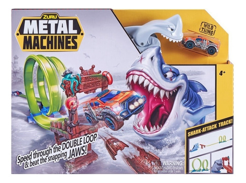 Pista De Autos Con Lanzador Metal Machine Tiburón Track Color Unico