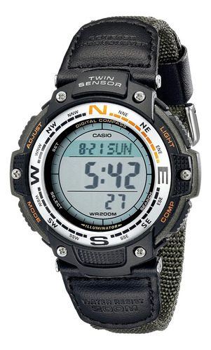 Reloj Casio Sgw100b-3v Men's Sgw100b-3v Digital Compass Se Color de la correa Negro Color del bisel Metal Función B Color del fondo Gris