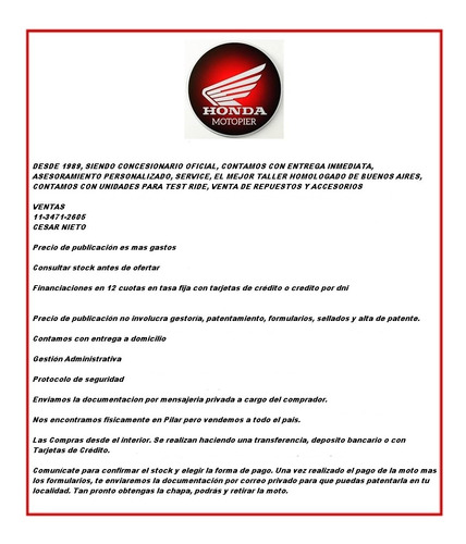 Imagen 2 de 25 de Honda Cb 250 Twister Financia Wave Elite Glh Tornado