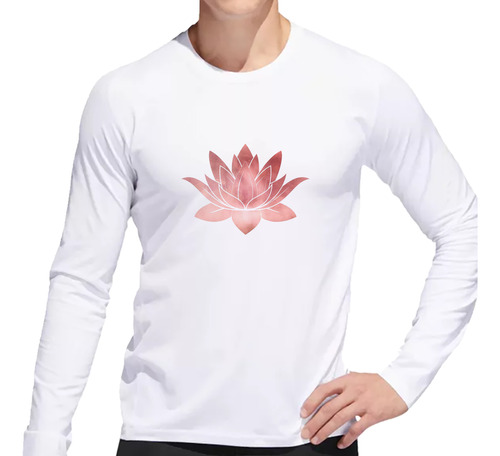 Remera Hombre Ml Flor De Loto Rosa Colores M2