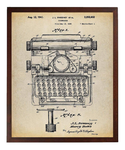 Póster De Arte De Patente De Máquina De Escribir De La
