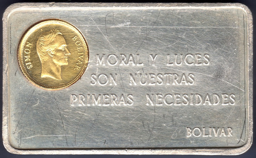 Lingote Plata 1000 Oro 900 22k Pensamiento Simón Bolívar 1