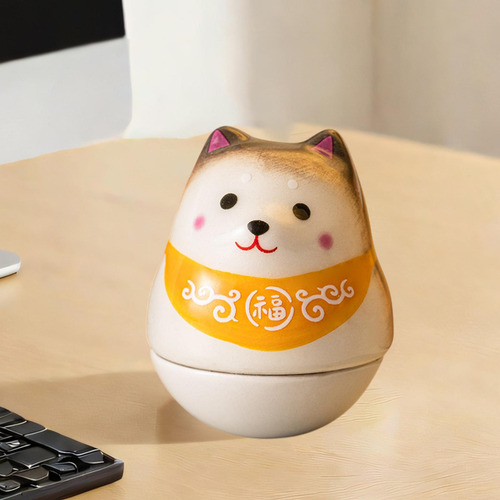Dog Luco Ceramic Shiba Inu Dolo De Tombler De Amarelo Marrom