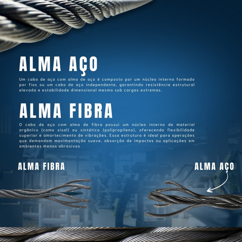 50m Cabo De Aço Galv. 3/8 6x19 Alma Aço Flexível Tirolesa