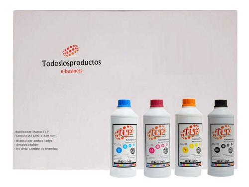Imagen 5 de 9 de Kit 4 Tintas Premium T L P 100ml Cmyk Sublimación+ Papel A3