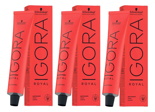  Kit Coloração Igora Royal 8-77 Tintura Permanente 3 Produtos Tom Louro Claro Cobre Extra