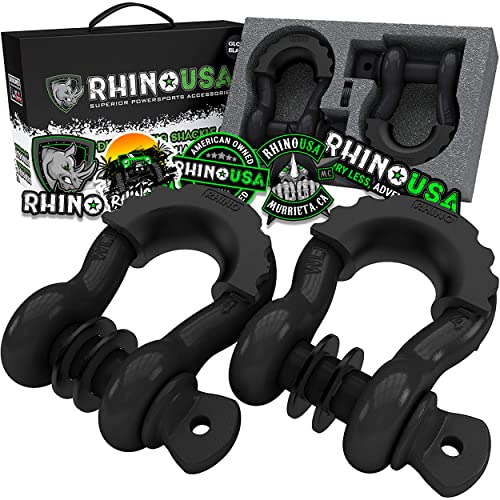 Rhino Usa Grilletes De Anillo D, Paquete De 2, Negro